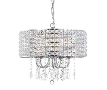 Reese 17" Metal/Crystal Adjustable LED Drop Chandelier - JONATHAN Y